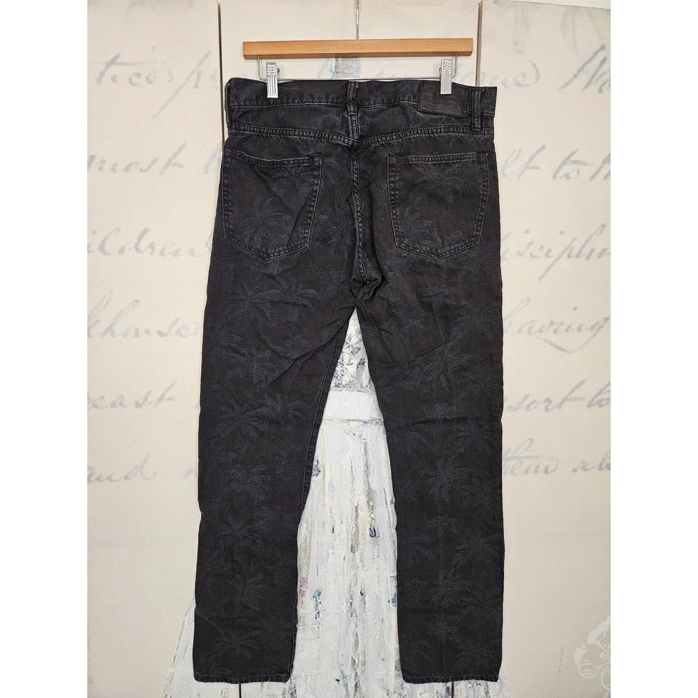 Polo Ralph Lauren Men Black Palm Tree Embroidered Denim Jeans 32x32 Dungarees